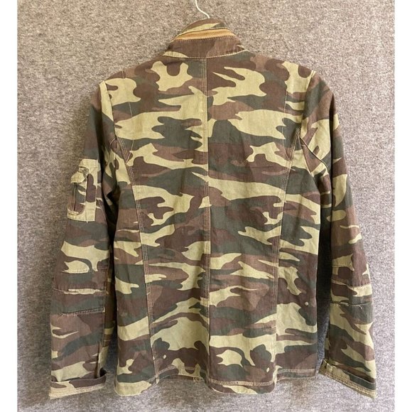 Green Camouflage Zip Up Military Jacket Size Small. Brand: Angel Kiss. 5 pocket. - Picture 3 of 8